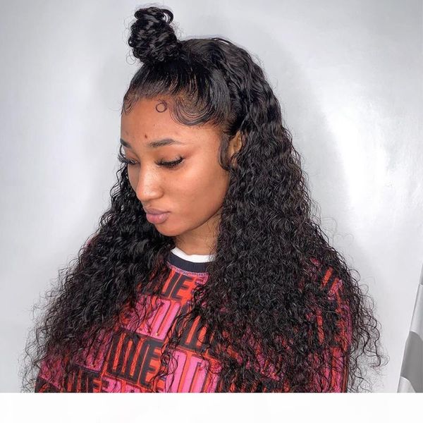 

13x4 завитые парики фронта шнурка человеческих волос 130% для чернокожих женщин природные отбеленные сучки remy бразильский волос с ребенком, Black;brown