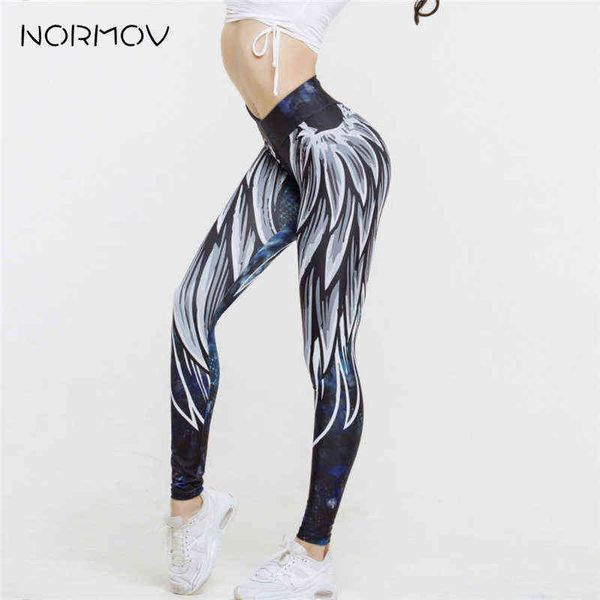 NORMOV Vita alta Push Up Fitness Leggings Wings Stampa Yoga Leggings per donna Sport Yoga Pantaloni Legins Fitness Mujer H1221