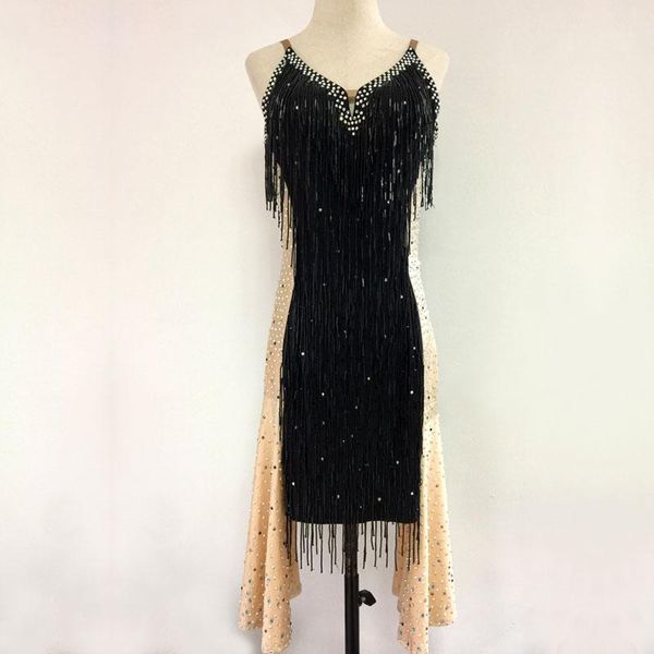 

custom children's latin dance competition suit kids latin dance dress dress women's skirt female costume1, Black;red