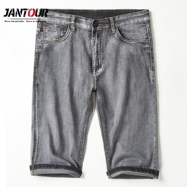 

2020 summer casual denim shorts men jeans straight cotton brand clothing solid men gary calf-length shorts blue large size 401