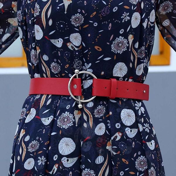 

женская мода waistband серебряная круглая пряжка пояса женские ремни без pin пряжки металла кожаный ремешок платье, Black;brown