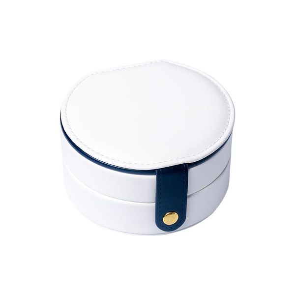 

ta mingren oval with make up mirror storage box women gift pu leather travel jewelry organizer white color, Pink;blue
