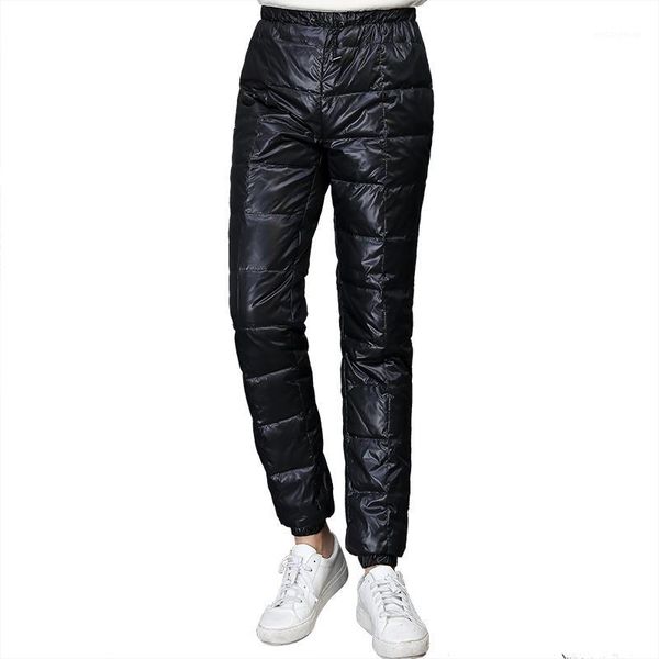

m-5xl mens 90%white duck down slim wnter snow pants thicken casual trousers warm fit new plus size oversize1, Black