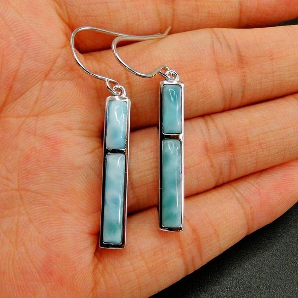 

dangle & chandelier larimar earrings in 925 sterling silver natural women's drop for gift