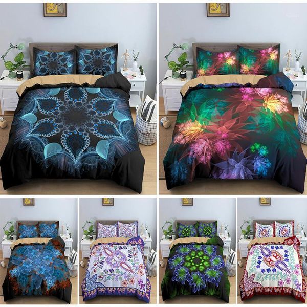 

3d digital mandala flower bedding set boho duvet cover bohemian comforter bedspreads bed sets bedroom decor 2/3pcs1