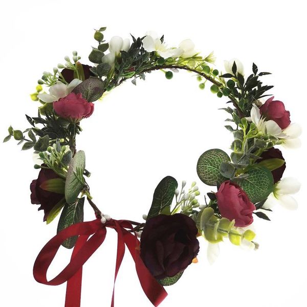 

bride flowers crown festival headband women hair accessories headdress bridesmaid girl floral garland wedding floral qylzwg