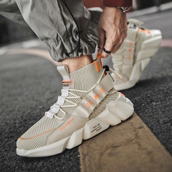 

men's clunky autumn mid-calf lace-up sock shoes fashion sneaker men's casual shoes #8w8p