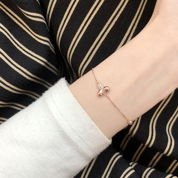 

j2iu0 s925 silver lovely small drill full bee female bracelet bracelet niche design sense trembling simple ins tiktok8cfz8, Golden;silver