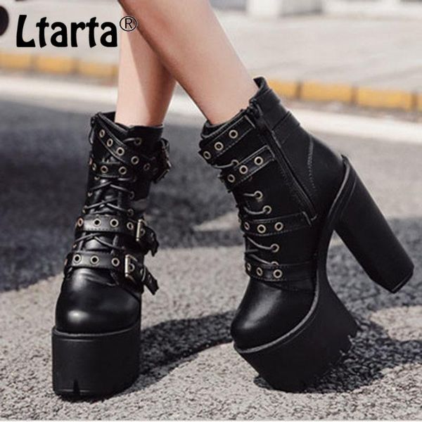 

ltarta 2020 winter women black platfrom boots round toe autumn winter classic high bottom waterproof high-heeled shoes -686-6