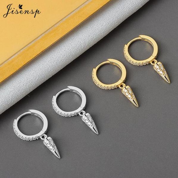 

Jisensp New Fashion Cute Triangle Earrings Delicate Crystal Cone Hoop Earrings for Women Korean Wedding Jewelry Birthday Gift, Golden;silver