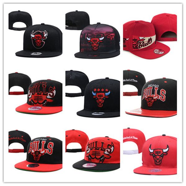 

chicago mitchell & ness mens designer hats basketball bulls snapback hats baseball football cap flat adjustable cap sports hat mix order, Black