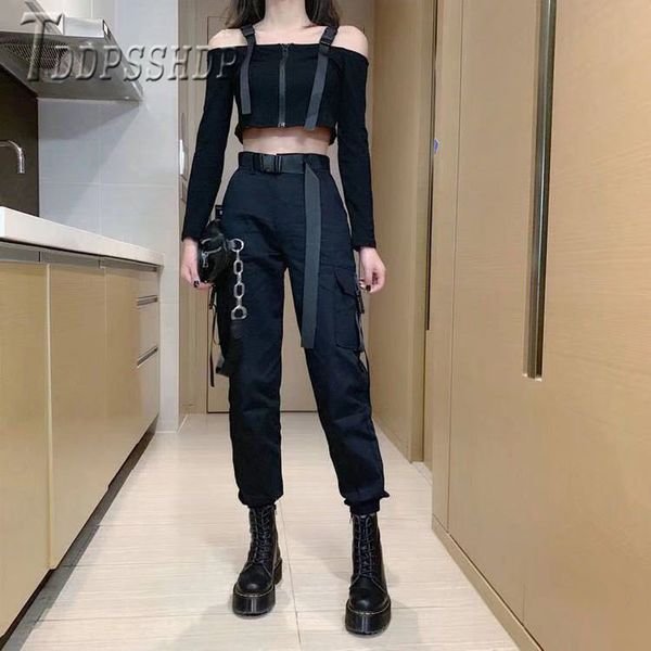 

2019 new arrive high waist pocket korean women pants slim casual female trousers 1017, Black;white