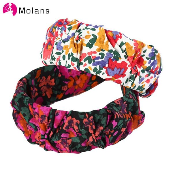 

molans printing headband vintage floral bow tie pleated hair hoop ornaments cross knot head band women hair accessories