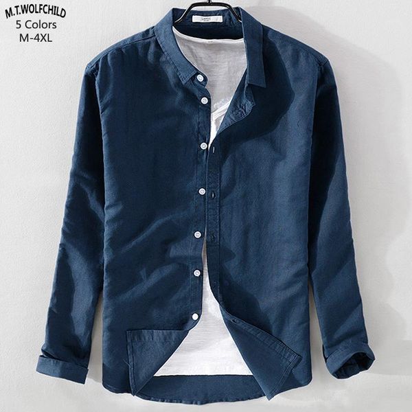 

good quality 2018 autumn new mens long sleeve linen shirts casual mens solid color cotton shirts fashion male 1, White;black