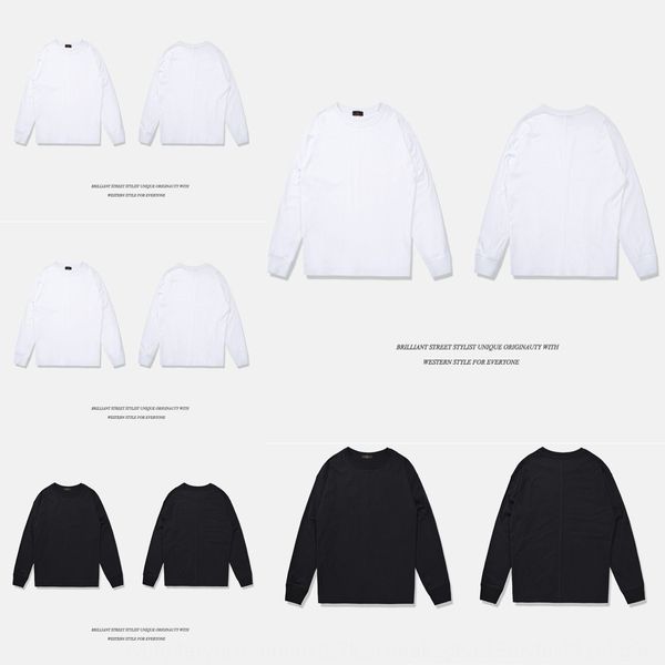 

be men's wear autumn winter 2020 oversize high t-shirt street fashion brand reverse wear wornshoulder loose long sleeve men's t-sh, Black