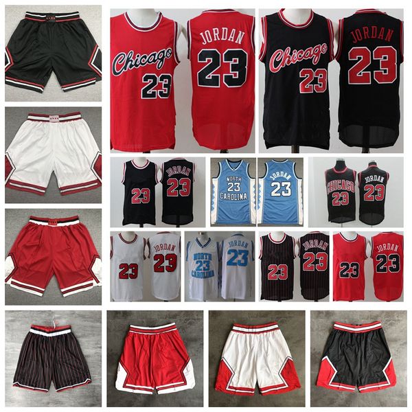 

2020 mens chicagoan shorts ncaa north carolina blue 23 jersey authentic stitched retro classic mesh michael basketball shorts jersey, Black