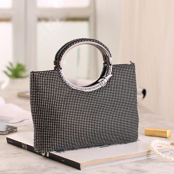 

women luxury evening tote bag rhonestone shining dazzling fashion crossbody handbag elegant purse for party banquet prom dress