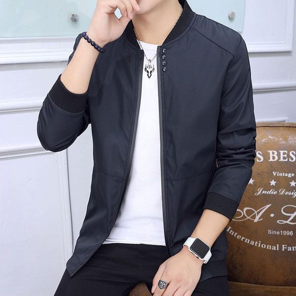 

men's jackets baseball collar and solid coat in spring autumn, Black;brown