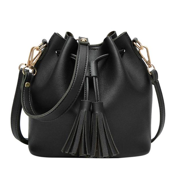 

#50 dropshipping selling online fashion women vintage solid leather handbag cross body shoulder messenger tassels bucket bag