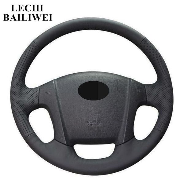 

black artificial leather steering wheel cover hand-stitched car steering wheel cover for kia sportage 2 2005-2010 2009