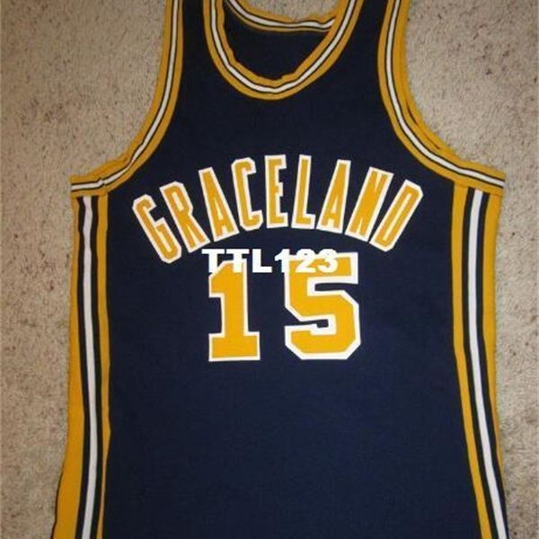 

vintage men 15 graceland university yellow jackets lamoni iowa real embroidery college jersey size s-4xl or custom any name or number jersey, Black