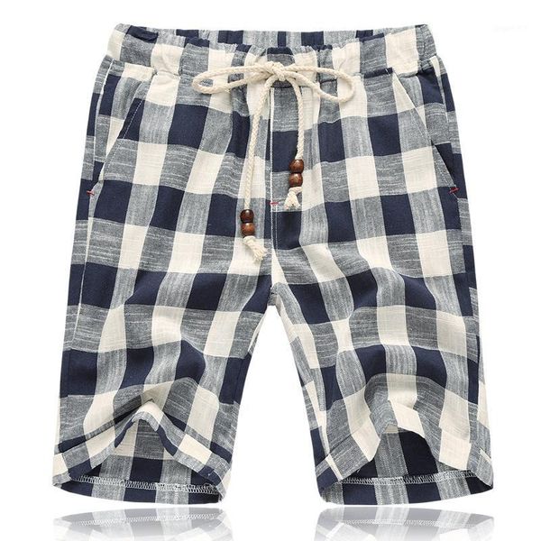 

men's wear summer plaid pure cotton casual shorts straight-cut beach shorts1, White;black