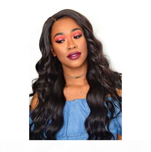 

peruvian virgin hair body wave lace front wigs 6-26 inch natural black human hair full lace wigs bleached knots, Black;brown