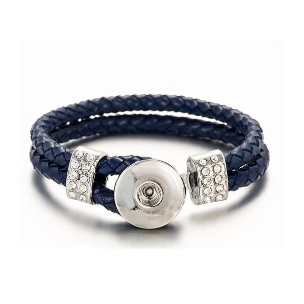 

fashion buckle tan rhinestone snap bracelet real genuine leather bracelet fit 18mm snap button bracelet for women jllkwa, Golden;silver
