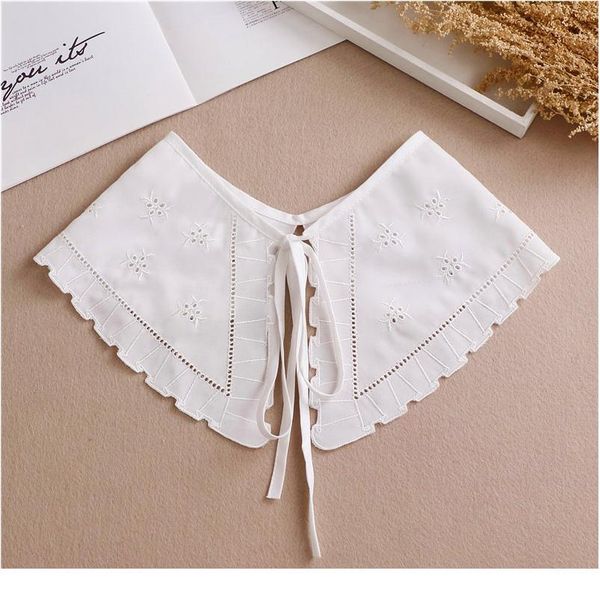 

women fake collar white color lace hollow out detachable collar small shawl decorative shirt collar woman clothes acc jllzkr, Blue;red