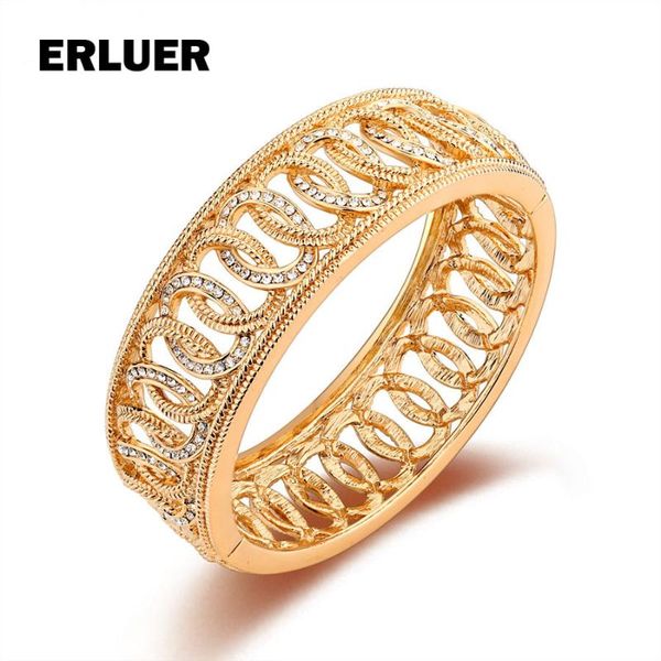 

fashion women gold color bangles jewelry luxury wedding crystal rhinestone big pulseira cuff bracelets & bangles for women girl, Black