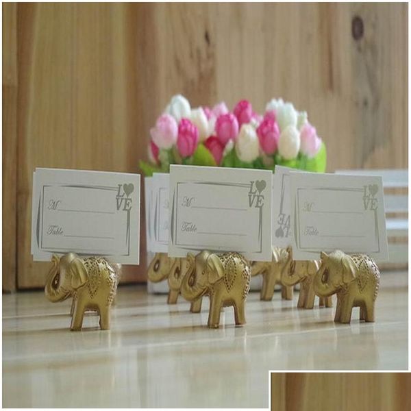 

wholesale- dhl shipping lucky golden elephant place card holders wedding decoration favors jllllk bdesybag