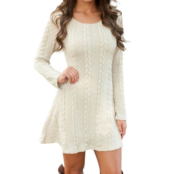 

normov fashion women autumn winter causal short sweater dress long sleeve loose sweaters knitted 5 color plus size dresses, Black;gray