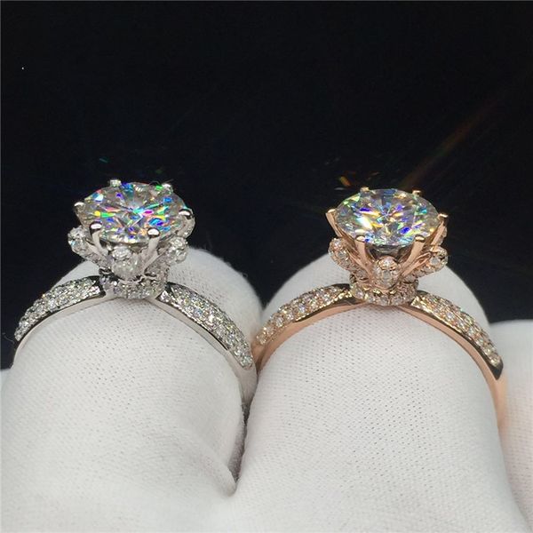 

Victoria Wieck Luxury Jewelry 925 Sterling Silver &Rose Gold Filled Round Cut 8MM White Topaz CZ Diamond Women Wedding Flower Riing Gift