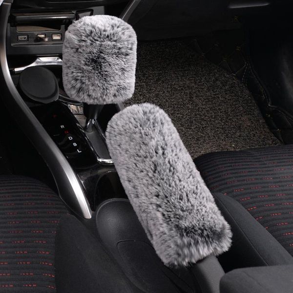 

winter super soft plush hand brake shift knob cover warm faux auto handlebar car accessories car decoration for women