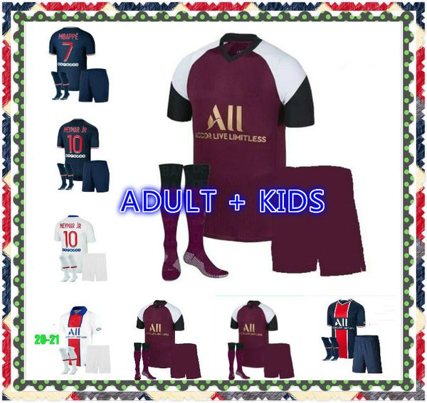 

soccer jersey kids 20 21 maillots de football shirts 2020 2021 mbappe icardi men kids kit sets enfants maillot de foot shorts sock, Black