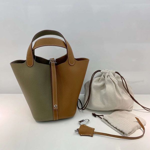

layer color matching vegetable basket bag litchi grain leather lady's new simple handbag