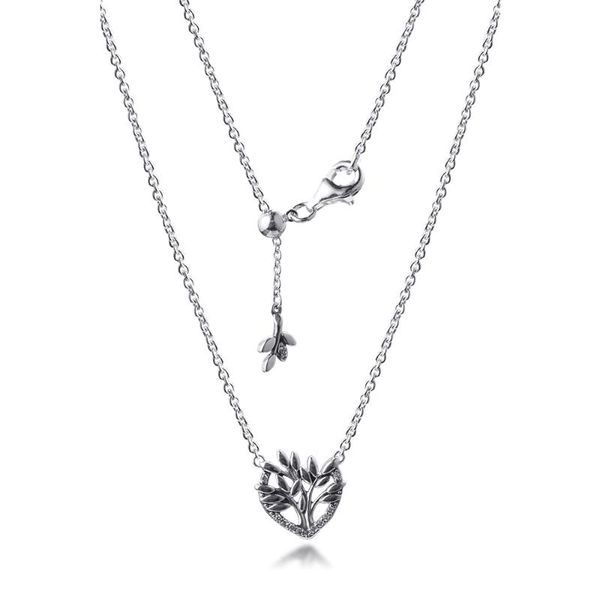 

heart family tree collier necklace genuine 925 sterling silver necklaces for women colgantes collares party gift female jewelry