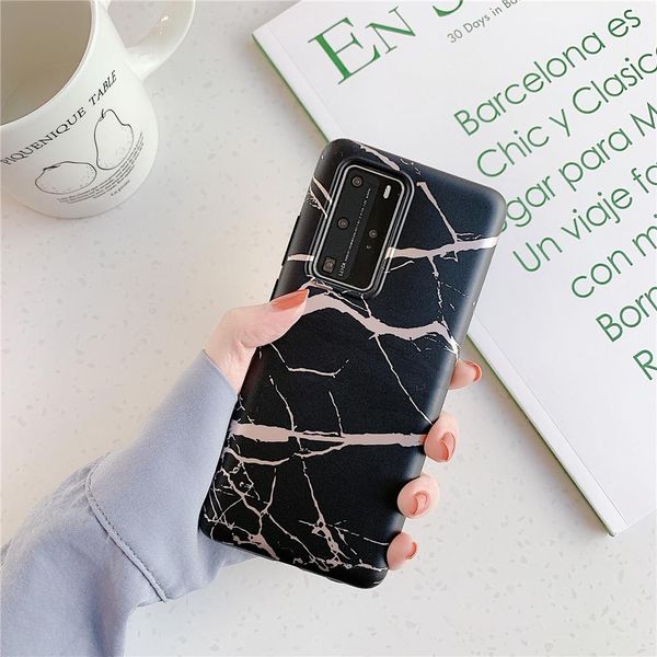 

flykylin телефон чехол для huawei p40 p40 p40 lite pro cover case luxury gold strip crack marble силикона с держателем stand cover sqckid
