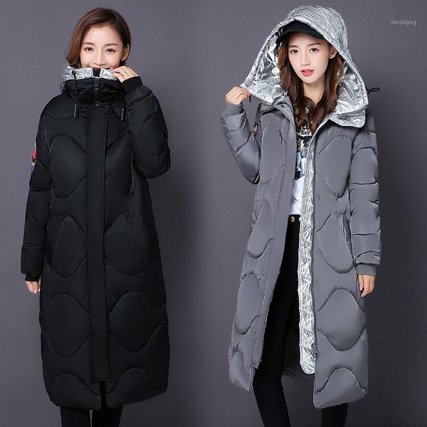 

diwish 2019 winter jacke women thicken keep warm spliced hooded winter long coat women plus size casual parkas1, Black