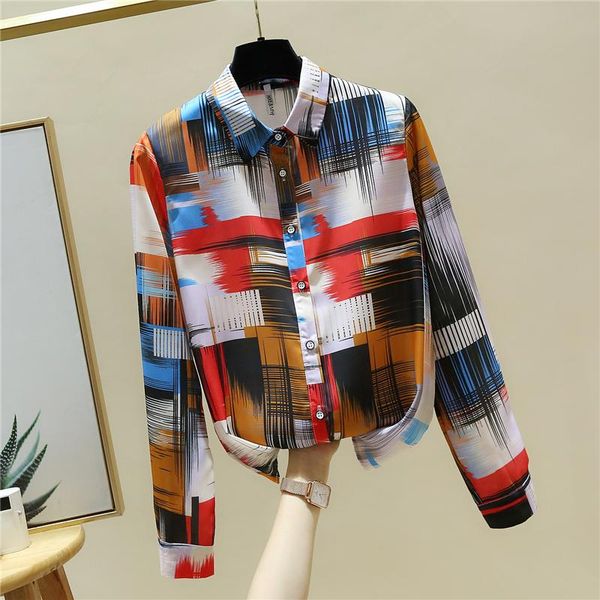 

new shirts 2021 autumn fashion women's long sleeves turn down collar coloful shirts female office ladies shirt blouse a4036, White