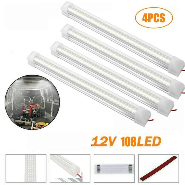 

4pcs car interior light strip bar 108 led 6500k white strip lamp with on/off switch for truck caravan boat home1