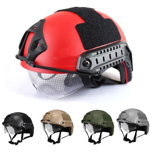 

outdoor equipment airsoft paintabll shooting helmet head protection gear abs simple version mhfast tactical helmet with goggles p01-006