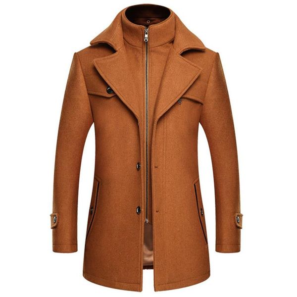 

winter men wool blends coat men black gray color trench coat design slim fit long abrigo hombre