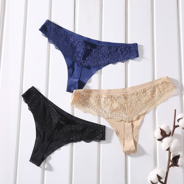 

3 pcs panties woman underwear lace breathable soft lingerie female briefs panty transparent women's under w, Black;pink