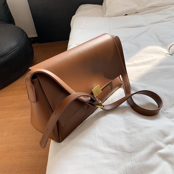 

shoulder bags pu leather crossbody for women 2021 bag solid color simple women's trend lux black handbags and purses