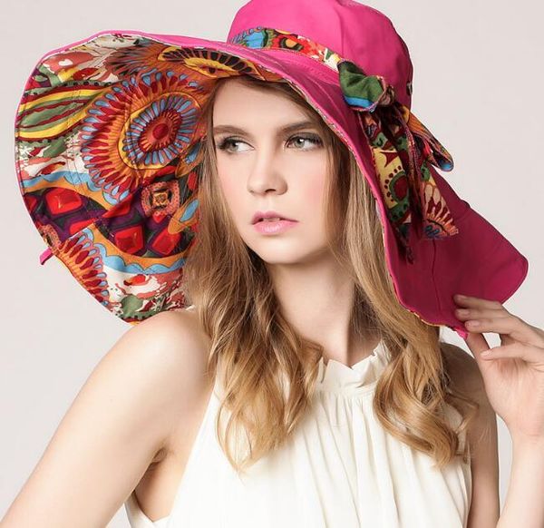 

wide brim hats foldable women sundress hat summer large visor sun for waterproof uv beach double-sided wearable, Blue;gray