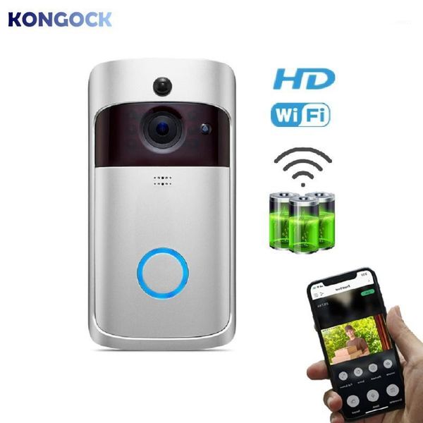 

wireless wifi smart video audio doorbell, 720p hd door camera app remote monitor intercom pir motion detection night vision bell1
