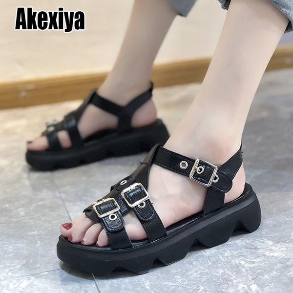 

size 35-39 ins fashion women platform sandals open toe buckle brand sandals women summer shoes o033, Black