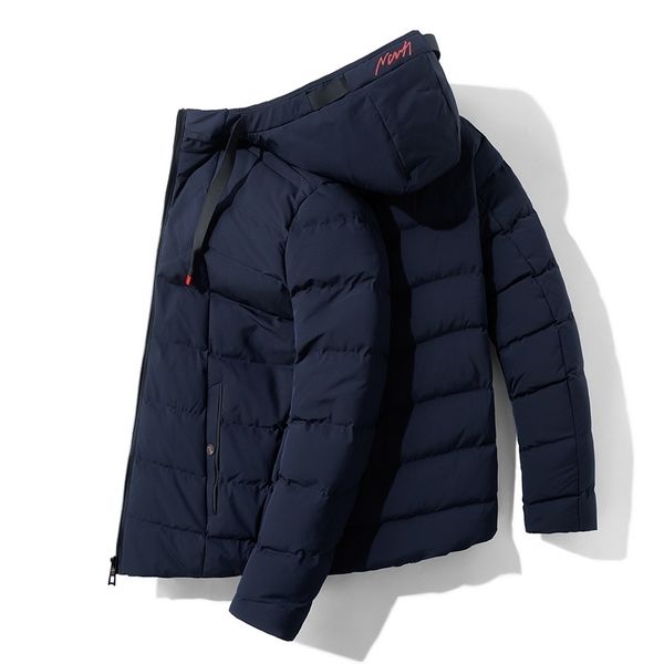 

men winter hooded jacket new cotton padded coat korean casual mens autumn winter down parkas jacket fashion warm outerwear 201203, Black