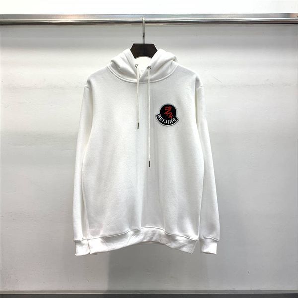 

autumn and winter new fashion and warm beijing plus velvet hooded sweater men and women embroidery letter printing hoodie size m-xxl, Black